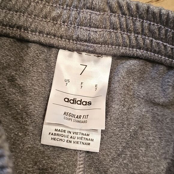 Adidas Kids Gray Joggers with Black Stripes Size 7 - Picture 4 of 12